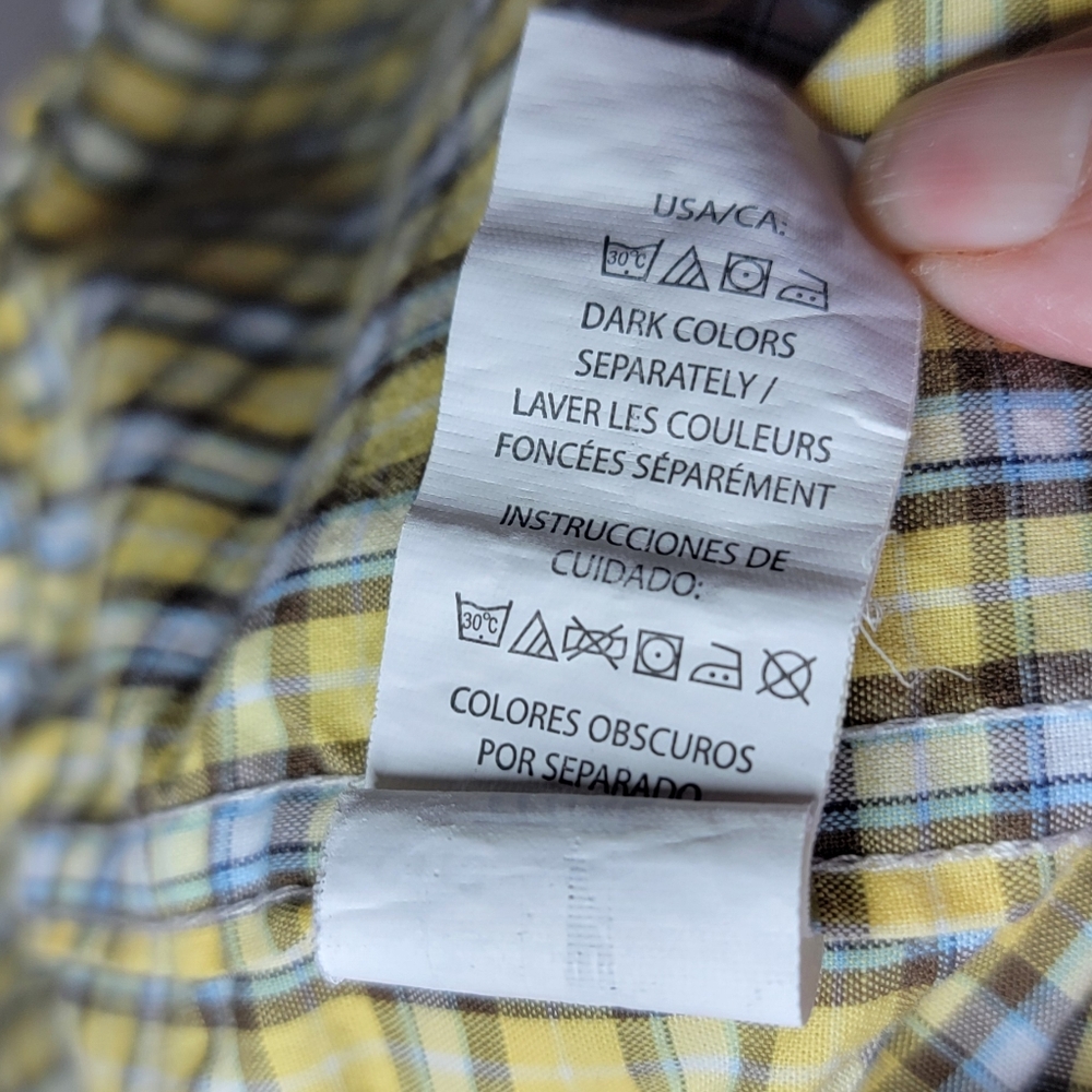 Chaps Men's Button-Down Shirt Yellow and Blue Check Size XXL - Picture 5 of 8